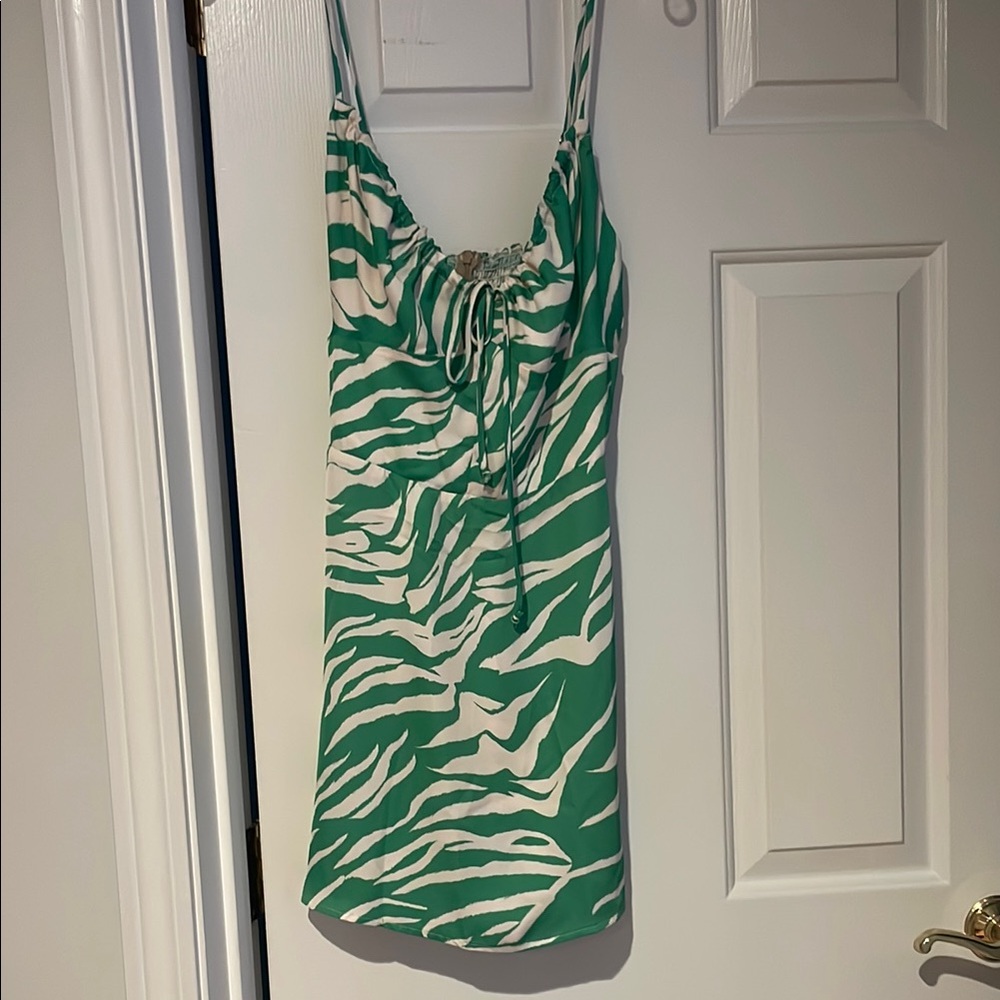 RESA Green and White Zebra Print Dress. Size Medium
